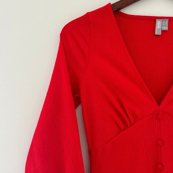 Asos Red Button Down Maxi Dress Sz 4 - Picture 4 of 8